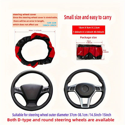 Universal Car Steering Wheel Cover, Carbon Fiber Elastic PU Leather, Wear-Resistant Non-Slip, 36.83-38.1cm, No Inner Ring, Car Accessories for Vehicle Interior Decor