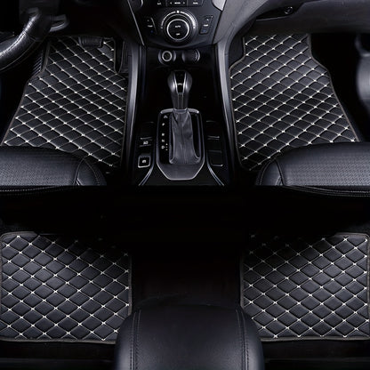 4pcs Car Floor Mats Universal Waterproof Front Rear Full Set Auto Rugs Faux Leather Car Carpet Accessories Interior