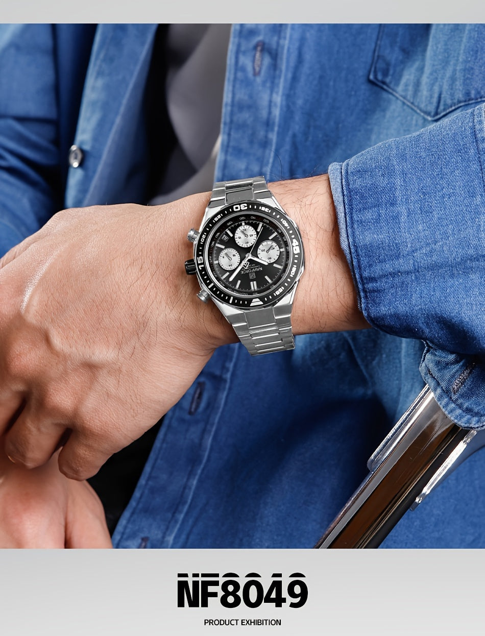 NAVIFORCE Men'S Luxury Business Watch, Multi-function Chronograph Waterproof Men Watches, 24/12 Hour date Display Man Wristwatch, Men Gift