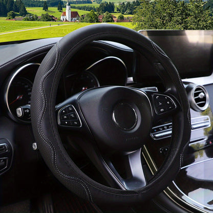 Luxurious PU Leather Steering Wheel Cover - 3D Comfort, No Inner Ring, Car Accessories Christmas Gift