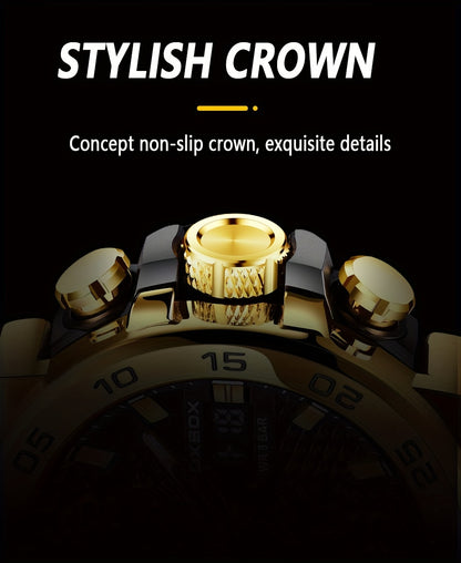 Men's Sports Watch, Waterproof Dual Display Digital Quartz Watch, Alarm Clock Chronograph Multifunction Luminous Watch, Ideal choice for Gifts