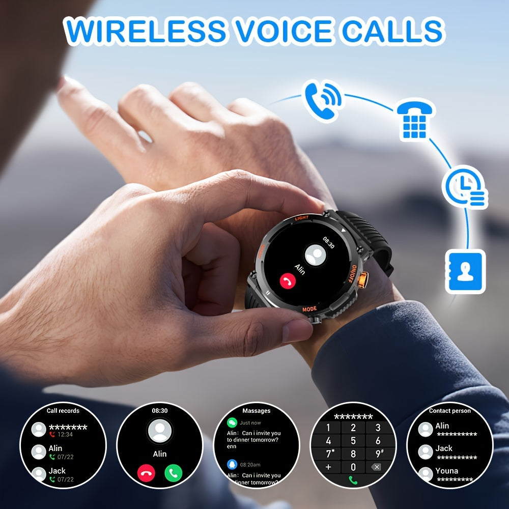 QTLLBT Smart Watch, Wireless Phone Answering, Outdoor Sports Watch, LED Light, High Quality, Compass Fitness Tracker, Pedometer, MMS Display, Suitable for Android, iPhone, Mobile Phone, Smart Watch for Men And Women, Gift