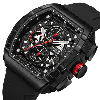 H Men Wristwatches, High-Accuracy Quartz Movement, Silicone Band, Waterproof, Calendar, Multi-Functional Design, Men's Dress Watches