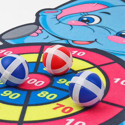 Children's Elephant Sticky Ball Dart Board Cartoon Pattern Ball Toys Parent-Child Interaction Throwing Target Ball, Indoor Outdoor Safe Classic Dart Board Game For Kids