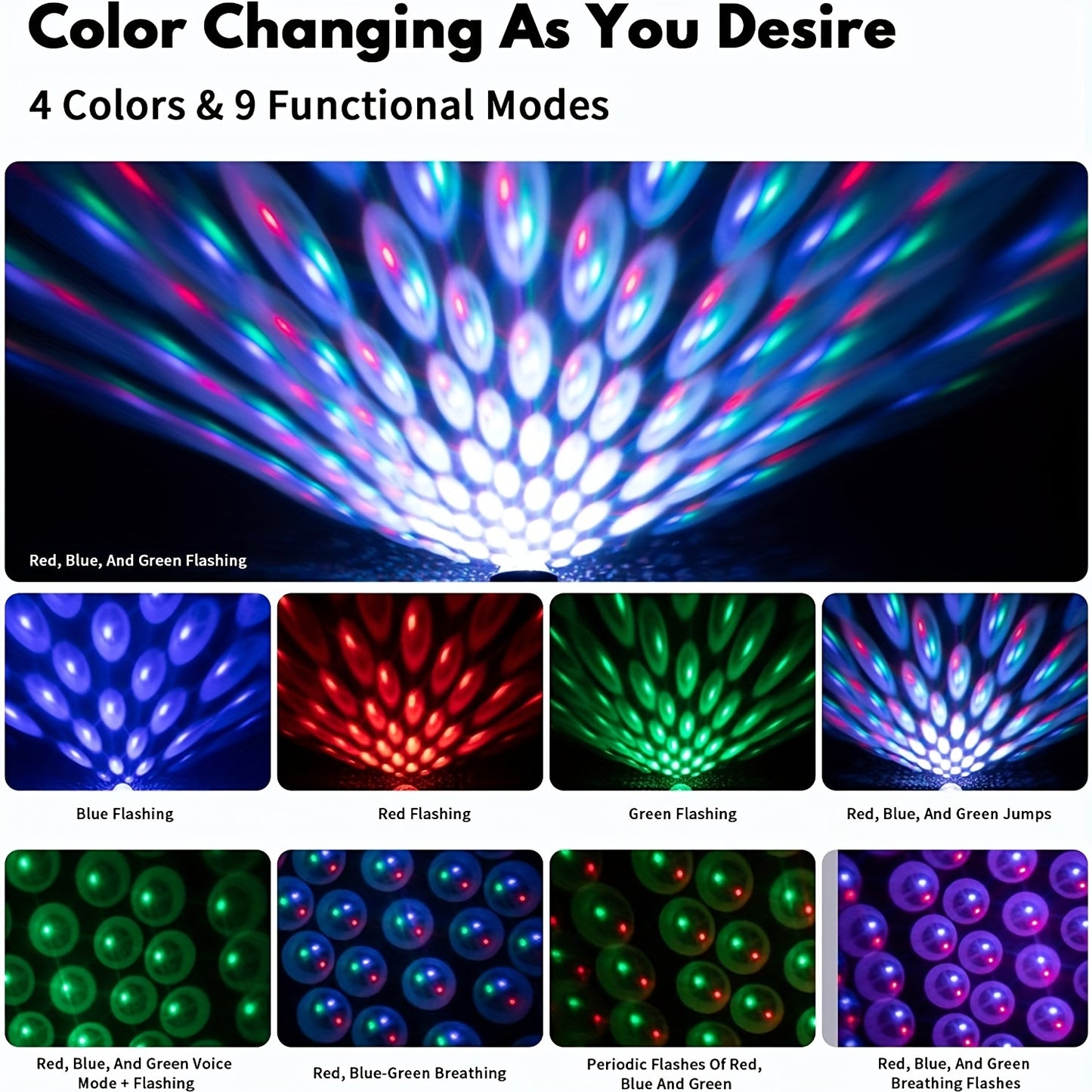 Car Atmosphere Lamp USB Roof Lamp Night Light LED Color Lamp Sound Control Music Car Decoration