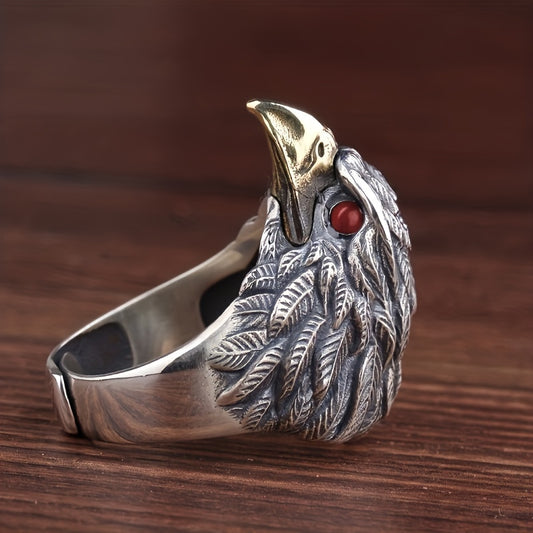 Vintage Eagle Statement Ring - Adjustable Size, Gothic Animal Hip Hop Rock Design, Funky Niche Jewelry Gift for Men and Women, Unique Popularity Accessory with Edgy Style