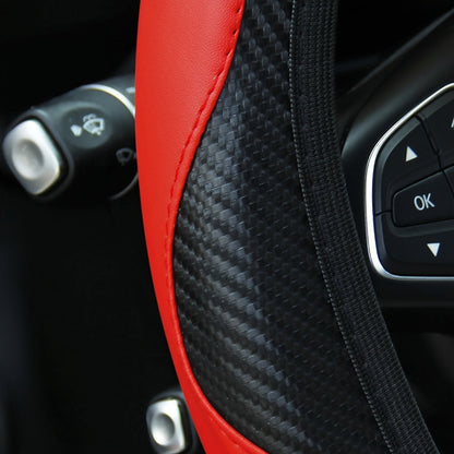 Universal Car Steering Wheel Cover, Carbon Fiber Elastic PU Leather, Wear-Resistant Non-Slip, 36.83-38.1cm, No Inner Ring, Car Accessories for Vehicle Interior Decor