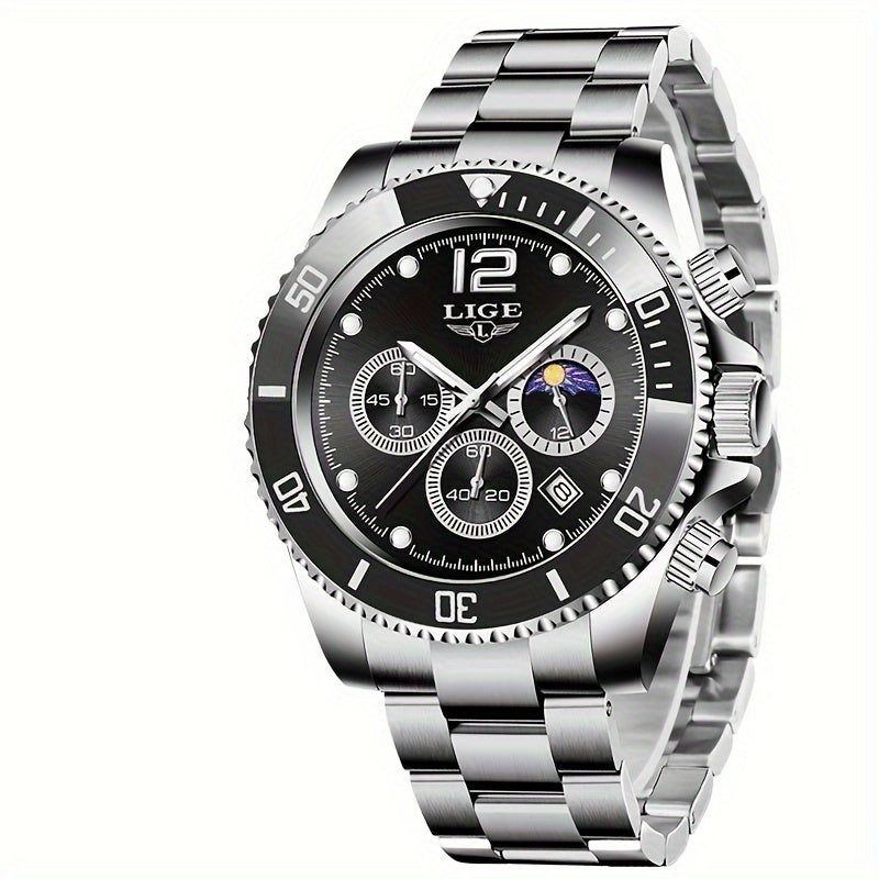 LIGE Watches men&women's Top Brand Luxury Clock Casual Stainless Steel men&women's Watch Sports Quartz Chronograph, Suitable for Women&women