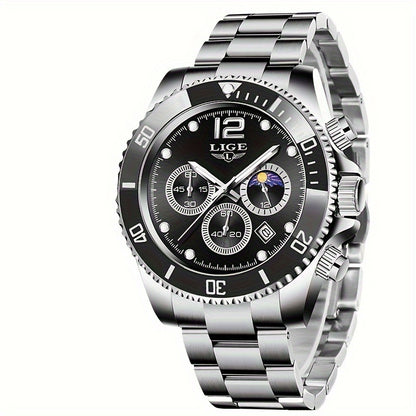 LIGE Watches men&women's Top Brand Luxury Clock Casual Stainless Steel men&women's Watch Sports Quartz Chronograph, Suitable for Women&women