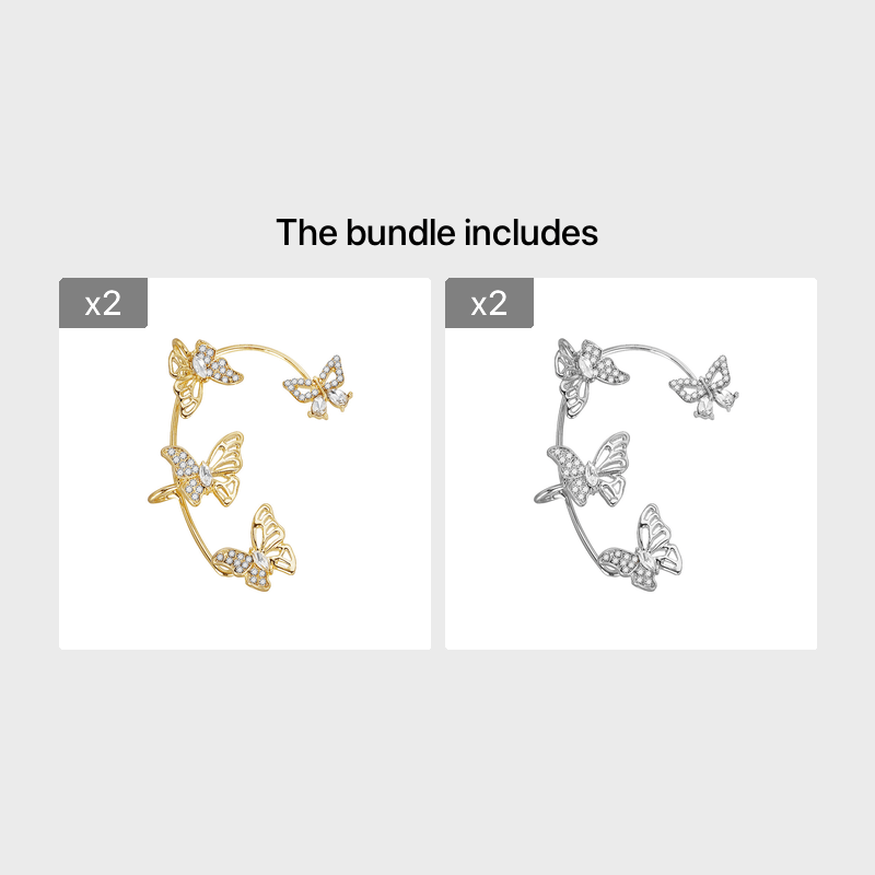 Women'S Elegant Butterfly Ear Cuffs - No-Piercing Ear Hooks, Synthetic Gemstone Accents, Everyday & Formal Jewelry for Parties, Weddings, Everyday Outfits - Non-Piercing Ear Clips for Sensitive Light Beige, Party Accessories,