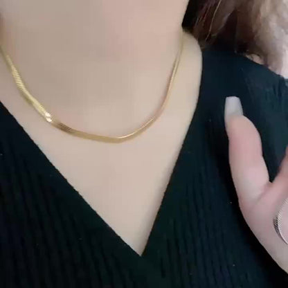 1pc-Stainless Steel Plated Chain Herringbone Necklace Choker Necklaces For Women Girl Gifts Jewelry