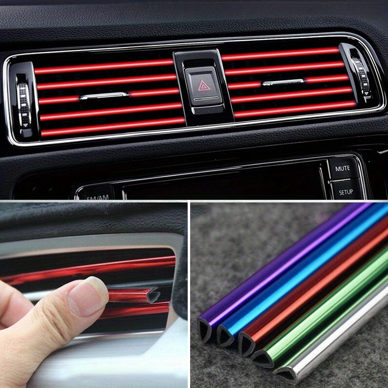 10pcs 20cm Car Air Conditioner Decoration Strip For Vent Outlet, U Shape Moulding Trim Strips, Styling Car Door Edge Corner Protector