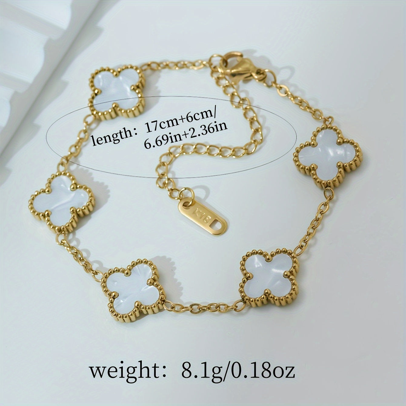 Elegant Golden-Tone Four-Leaf Clover Jewelry Set With White Mother Of Pearl Accents - Necklace, Bracelet & Earrings For Women Jewelry For Women Necklaces For Women