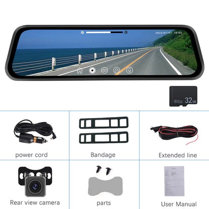 Streaming Media Car Car Dual Lens Smart Touch Rearview Mirror Tachograph