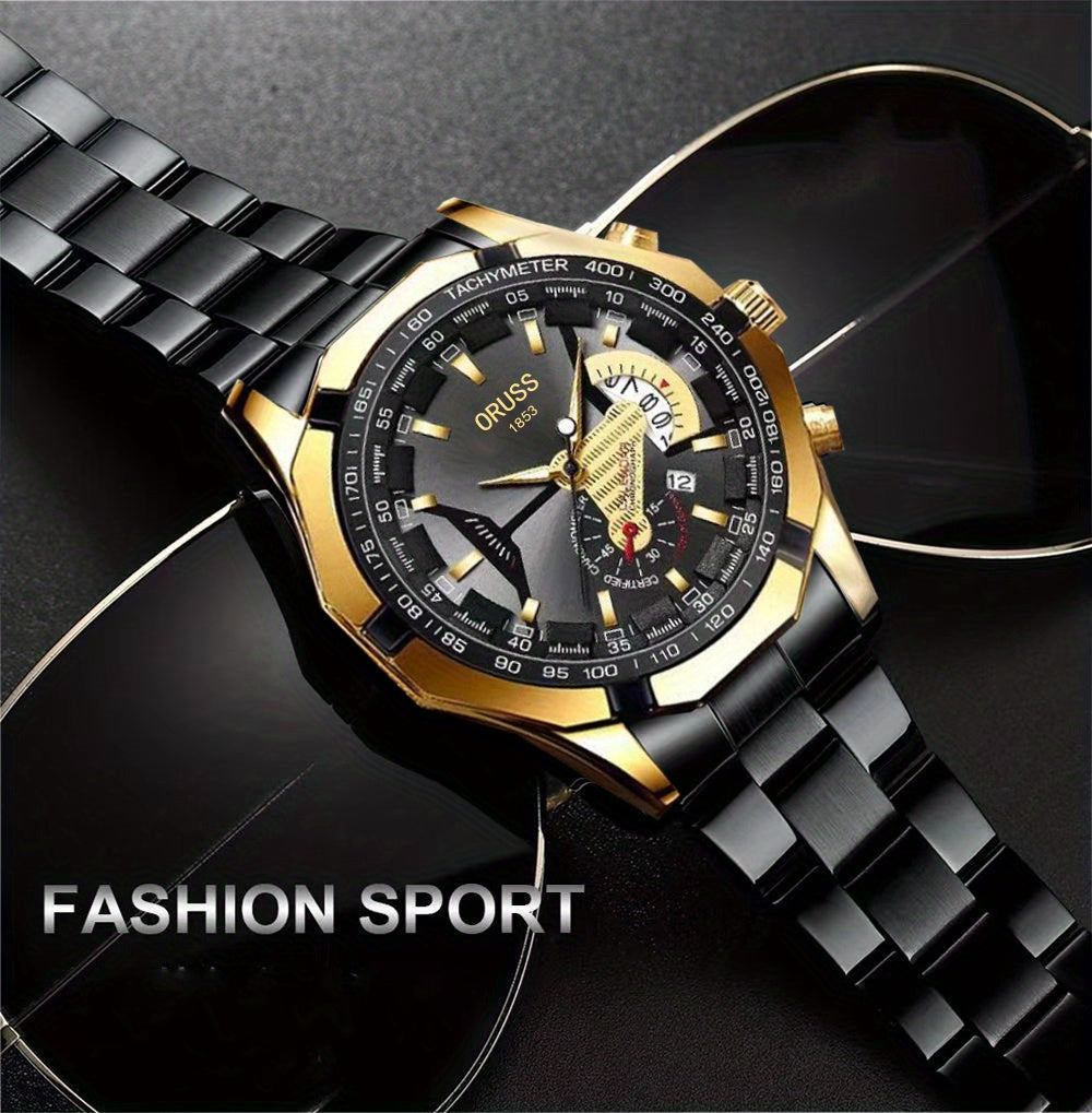 Authentic Mens Business Sports Watch - Radiant Luminous Dial with Dual Calendar - Domineering & Stylish - High-Grade Korean Design - Minimalist yetSophisticated