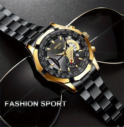 Authentic Mens Business Sports Watch - Radiant Luminous Dial with Dual Calendar - Domineering & Stylish - High-Grade Korean Design - Minimalist yetSophisticated