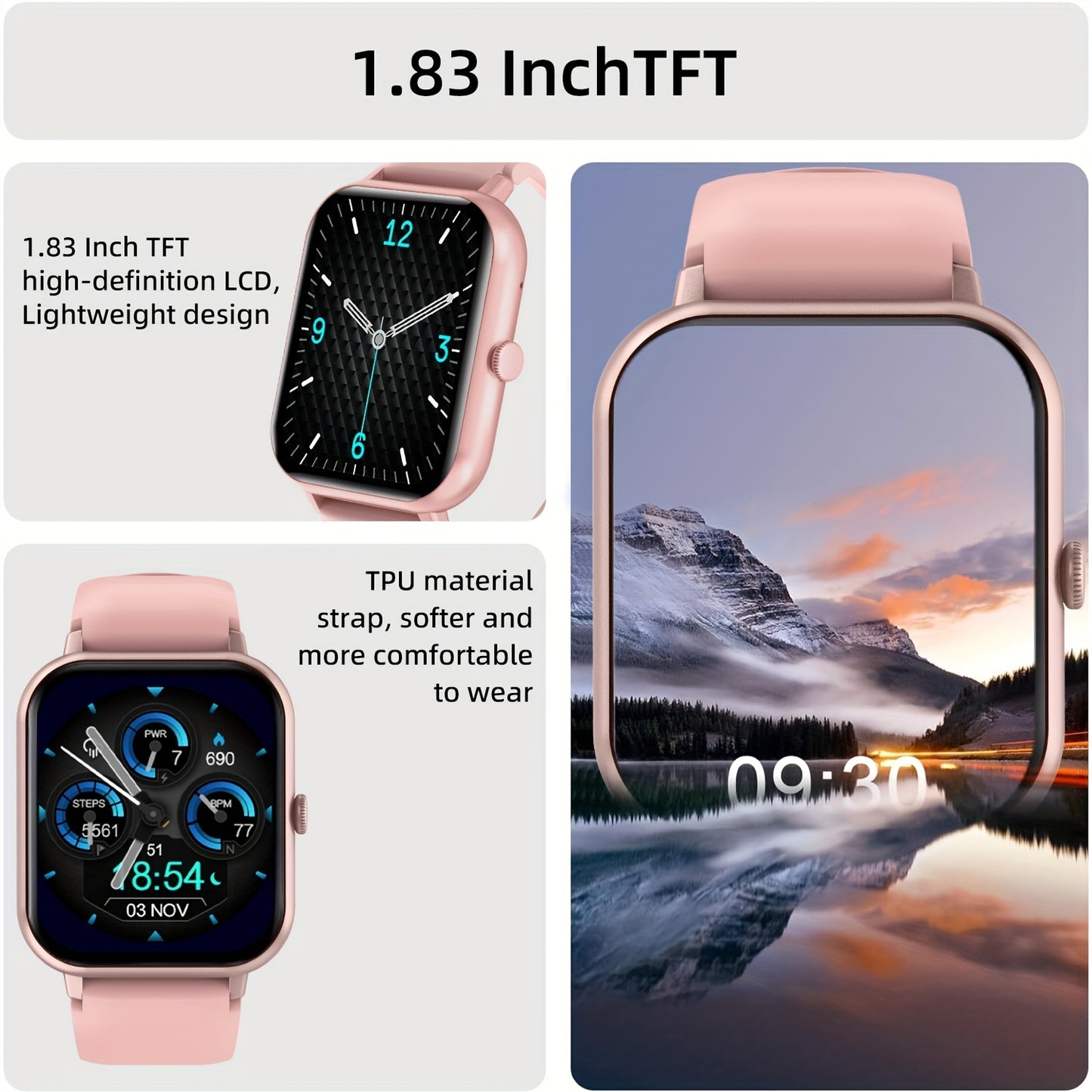 LIFEBEE Smartwatch For Men And Women, 4.65 Cm Full Touch Screen Smartwatch With Answer/Make Calls For Phone, Fitness Tracking Watch With 100+ Exercise Modes, Pedometer, Distance, Calories