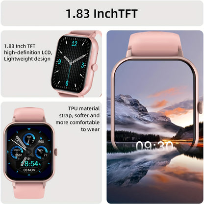 LIFEBEE Smartwatch For Men And Women, 4.65 Cm Full Touch Screen Smartwatch With Answer/Make Calls For Phone, Fitness Tracking Watch With 100+ Exercise Modes, Pedometer, Distance, Calories