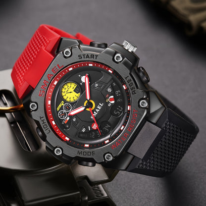 SMAEL Racing Dashboard Design Outdoor Sports Watch - LED Stopwatch Quartz - For Men & Women - Suitable for Sports & Outdoor Activities - Perfect Gift for Adventurers & Sports Enthusiasts