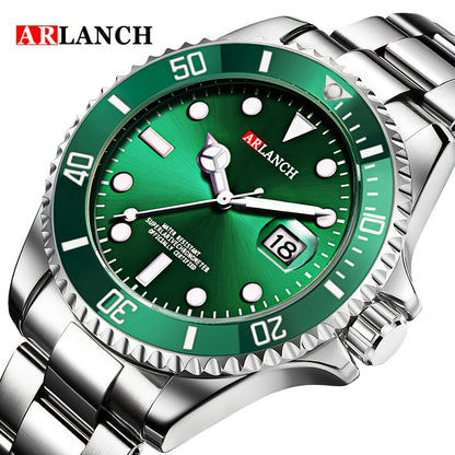 ARLANCH New Fashion Brand Men's Stainless Steel Watches Luminous Male Quartz Watches Calendar Sports Men's Business Watches