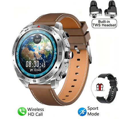 2025 New Men's 1.52-in-1 SmartWatch, Sports Device with TWS Earphones, Wireless Call, Outdoor Exercise SmartWatch, 400mAh Battery, Sleeping Men SmartWatch