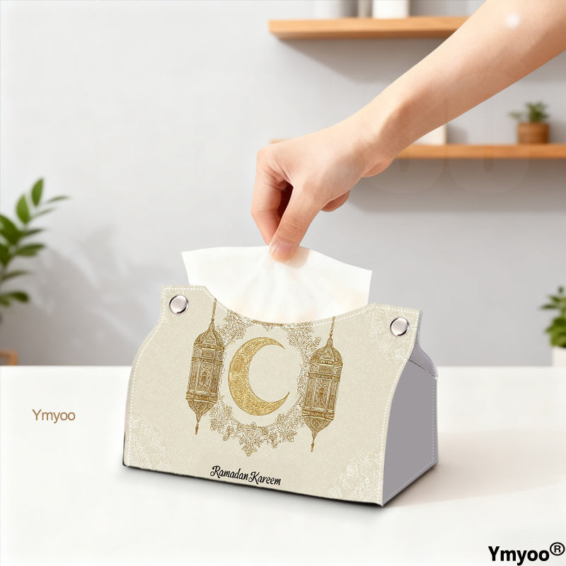 1pc Tissue Box Harmonious Ramadan Kareem Golden Crescent Lanterns Background Lattice for Boutique Showcase Winter Wedding Favor Cabin Surprise