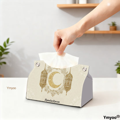 1pc Tissue Box Harmonious Ramadan Kareem Golden Crescent Lanterns Background Lattice for Boutique Showcase Winter Wedding Favor Cabin Surprise