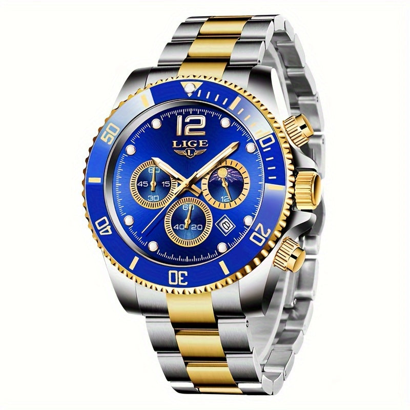 LIGE Watches men&women's Top Brand Luxury Clock Casual Stainless Steel men&women's Watch Sports Quartz Chronograph, Suitable for Women&women