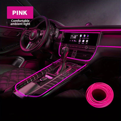Automobile interior LED decorative lights, EL neon light strips, ambient lighting, modern car decoration, flexible LED light strips, long-lasting illumination, LED mood lighting, for night drivers, a must-have for car owners.