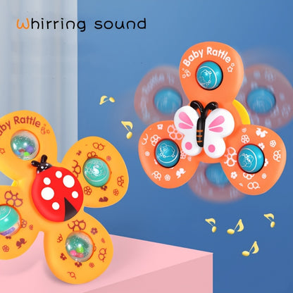 3pcs Insect-shaped Cute Rotating Suction Cup Toys With Bee, Butterfly, And Ladybug Designs, A Toy For Boys And Children To Soothe Emotions.