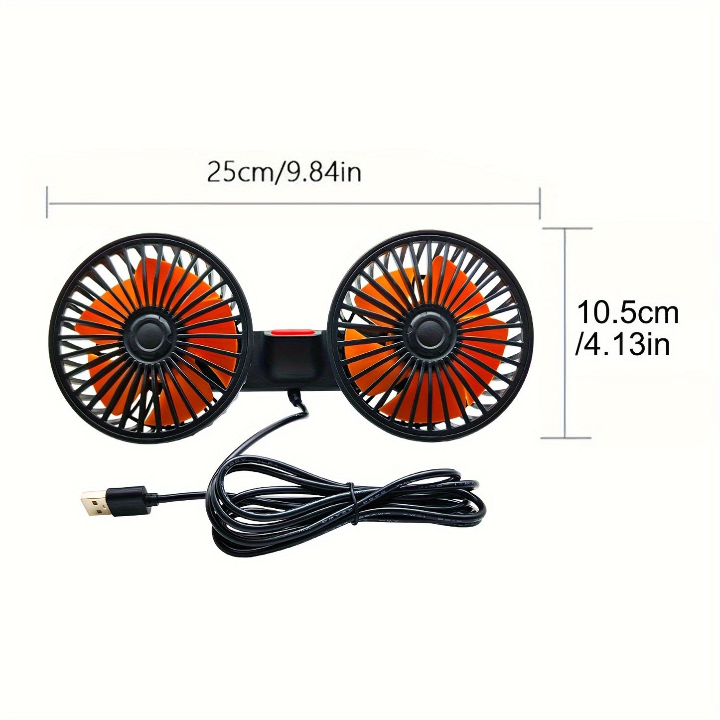 1 Pc Car Fan, Car Small Air Conditioner, Double-headed Rear Fan, Strong Wind, 360 Degrees Rotation, Large Air Volume, Subwoofer Operation, Base Fixed Clip Mounting Method, Suitable For Car Home