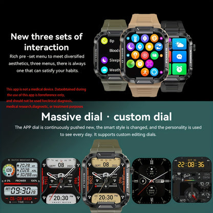 Ultimate Military Smart Watch - Android & IOS Compatible, AI Voice Assistant, Hands-Free Call, Advanced Fitness Tracker, Sports Watch - Perfect Gift for Her on Birthday, Valentines, Easter