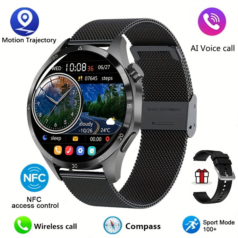 2025 New NFC Smart Watch For Men GPS Motion Trajectory 360*360 HD Screen AI Voice Wireless Call Smartwatch Sports Watch For Men Father'S Day Gift