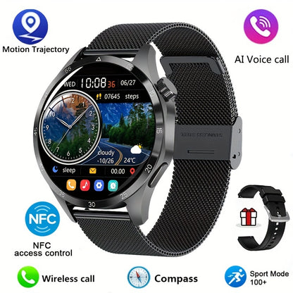 2025 New NFC Smart Watch For Men GPS Motion Trajectory 360*360 HD Screen AI Voice Wireless Call Smartwatch Sports Watch For Men Father'S Day Gift