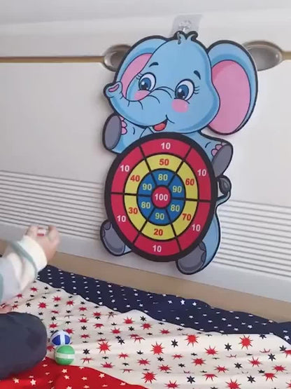 Children's Elephant Sticky Ball Dart Board Cartoon Pattern Ball Toys Parent-Child Interaction Throwing Target Ball, Indoor Outdoor Safe Classic Dart Board Game For Kids