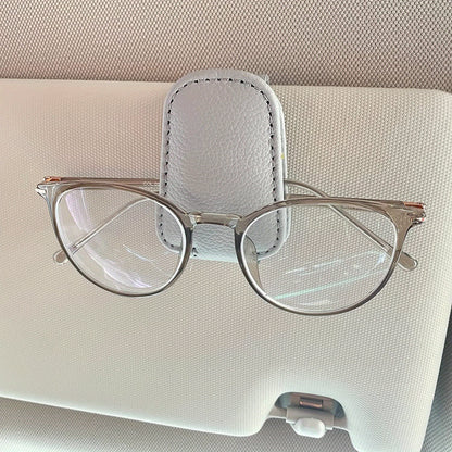 1pc Premium Magnetic PU Leather Car Visor Sunglasses Holder - Visor Accessories - Convenient Sunglasses Clip for Car Visor, Easy Access, Space-Saving, Durable Car Interior Visor Organizer