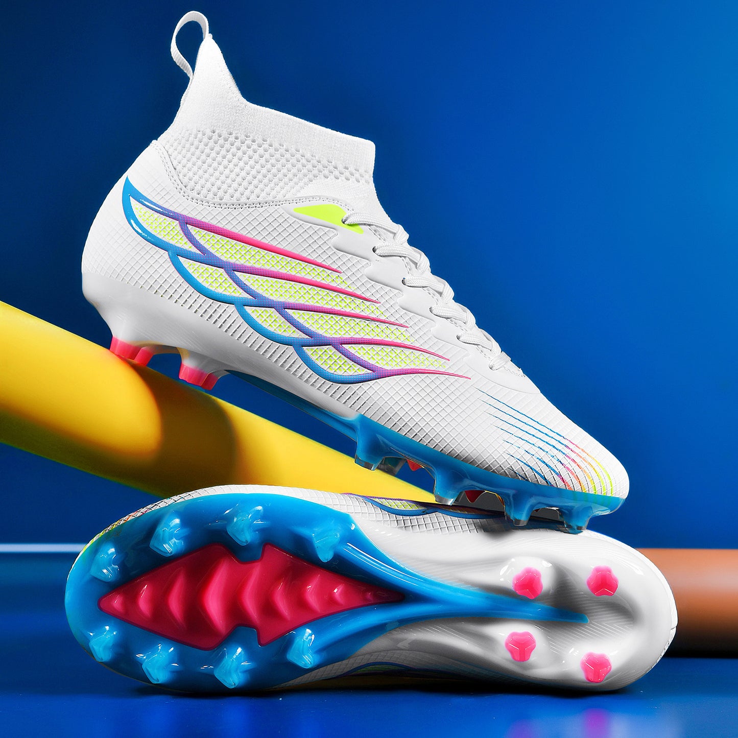 Men's High-End Football Boots - -like Seamless Upper, TPU Sole with Lace-Up Closure, Non-Slip Grip & Ankle - All-Weather All-Weather Training & Match Boots for Soccer, Lawn, Football - -Wear Technology, Traction Tread, Lace-U