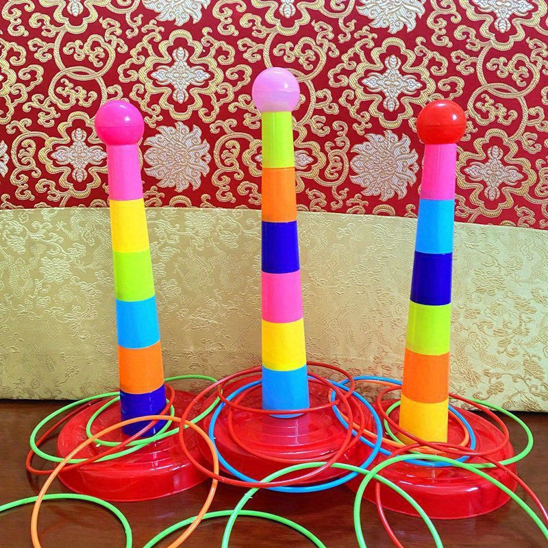 1 Tower 18 Laps/1 Tower 12 Laps Set Children's Loop Toys Folding Music Loop Kindergarten Throw Loop Game Props Family Parent-child