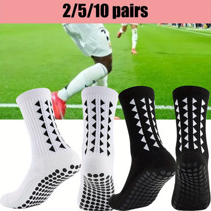 2/5/10 Pairs of Non-Slip Grip Socks for Men And Women, Suitable for Sports Like Football, Basketball, Baseball, Rugby, Soccer, Cycling, Running, Hiking, Tennis, And Skateboarding. These Professional Athletic Socks Feature a B