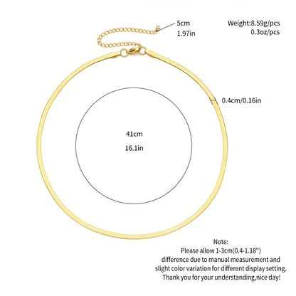 1pc-Stainless Steel Plated Chain Herringbone Necklace Choker Necklaces For Women Girl Gifts Jewelry