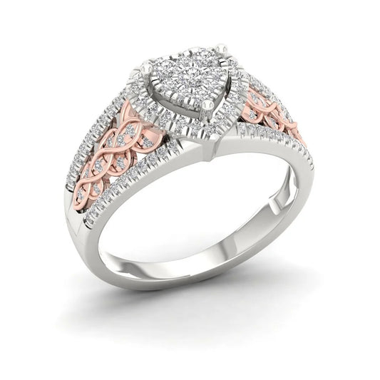 Luxury Diamond-set Zircon Heart Ring
