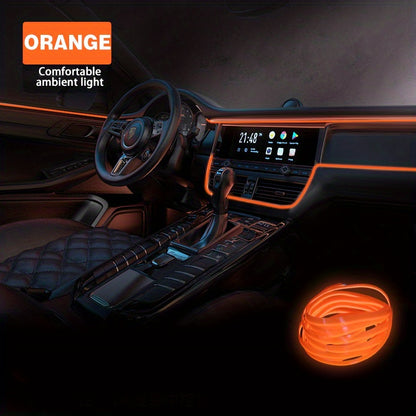 Automobile interior LED decorative lights, EL neon light strips, ambient lighting, modern car decoration, flexible LED light strips, long-lasting illumination, LED mood lighting, for night drivers, a must-have for car owners.