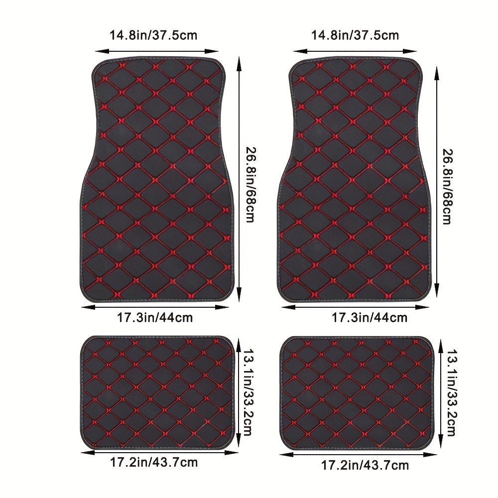 4pcs Car Floor Mats Universal Waterproof Front Rear Full Set Auto Rugs Faux Leather Car Carpet Accessories Interior