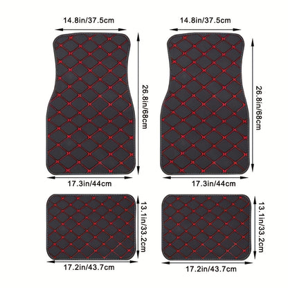 4pcs Car Floor Mats Universal Waterproof Front Rear Full Set Auto Rugs Faux Leather Car Carpet Accessories Interior