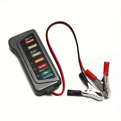 EAFC 12V Car Motorcycle Battery Tester Digital Alternator Tester 6 LED Lights Display Car Diagnostic Tool Auto Battery Tester Auto Repair
