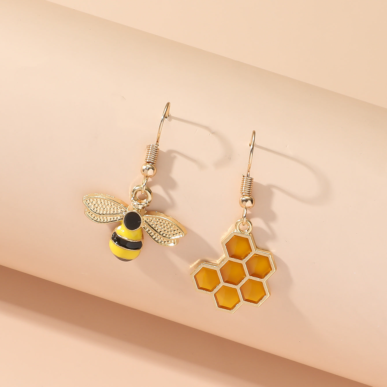 Bee & Honeycomb Decor Mismatched Drop Earrings Fashion Jewelry For Women Daughter