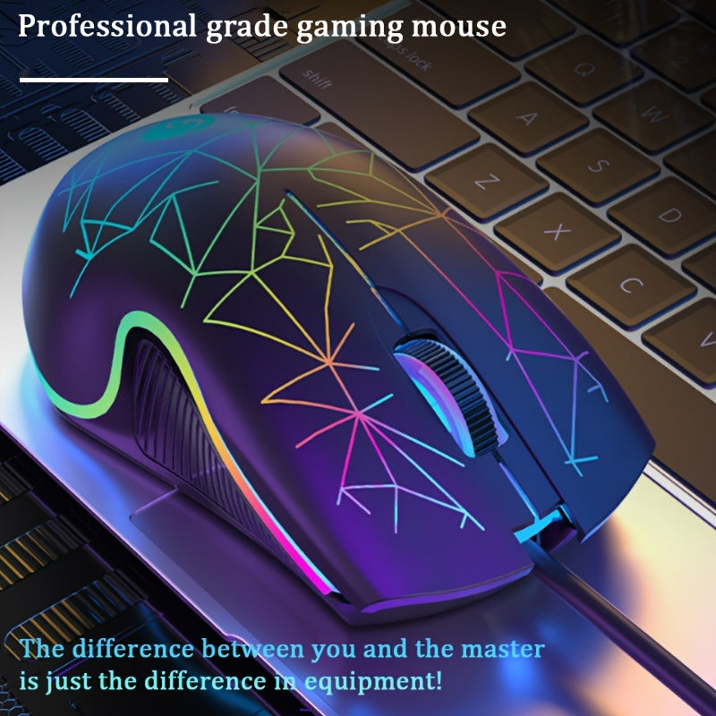 Colorful Mute Wired Gaming Mouse 1600 DPI Magic 3 Button USB Mouse With RGB Backlight Mute Mice For PC Gamer Computer Laptop Mouse Mice