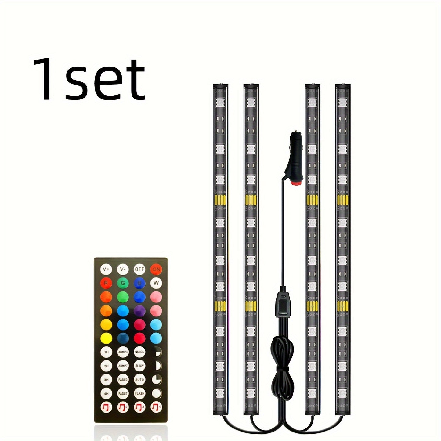 RGB Interior Car Lights, Car LED Ambient Lights, smart Car Interior Lights With 44-Key Remote Control And App Control, water-resistant, with DIY Mode And Music Mode, Can Switch Colors With The Rhythm Of Music, Suitable For Ca