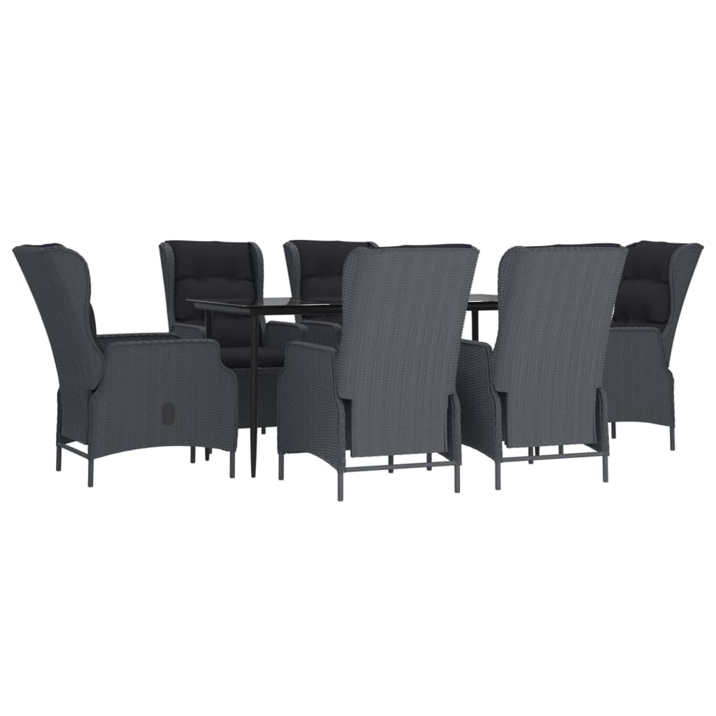 NNEVL 7 Piece Garden Dining Set Dark Grey Poly Rattan
