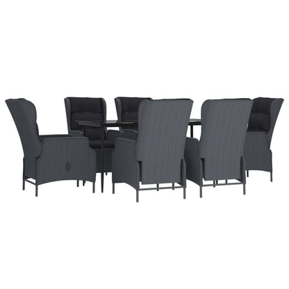 NNEVL 7 Piece Garden Dining Set Dark Grey Poly Rattan